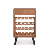 Suport sticle vin otel negru lemn maro Isar 60x40x95 cm