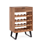Suport sticle vin otel negru lemn maro Isar 60x40x95 cm