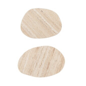 Set 2 masute cafea lemn mango maro ceramica crem Yanisha 53x38x39h; 40x34x44h