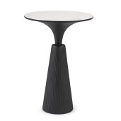 Masuta otel negru marmura alba Rondel 51x72.5 cm