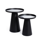 Set 2 masute otel negru oglinda Reflex Ø36x40h; ø40,5x47,5h