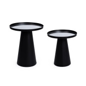 Set 2 masute otel negru oglinda Reflex Ø36x40h; ø40,5x47,5h