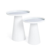 Set 2 masute otel alb oglinda Reflex Ø36x40h; ø40,5x47,5h