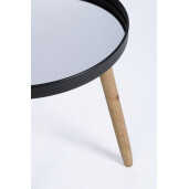 Set 2 masute lemn otel negru oglinda Edvard Ø35,5x44h; ø40x51h