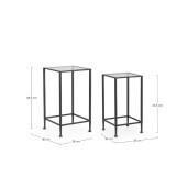 Set 2 masute cafea otel negru sticla securizata Zelena 33x33x63.5h; 38x38x68.5h