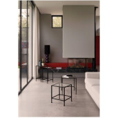 Set 2 masute cafea otel negru sticla securizata Zelena 33x33x63.5h; 38x38x68.5h