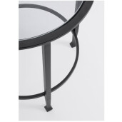 Set 2 masute cafea otel negru sticla securizata Zelena Ø38x46h; ø46x51h