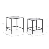 Set 2 masute cafea otel negru sticla securizata Zelena 40.5x40.5x46h; 46x46x51h