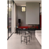 Set 2 masute cafea otel negru sticla securizata Zelena 40.5x40.5x46h; 46x46x51h