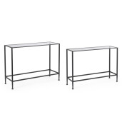 Set 2 console otel negru sticla securizata Zelena 101.5x30.5x74h; 106.5x35.5x79h