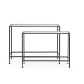 Set 2 console otel negru sticla securizata Zelena 101.5x30.5x74h; 106.5x35.5x79h