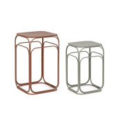 Set 2 masute cafea otel maro verde salvie Clarity 30.5x30.5x51h; 36x36x61h