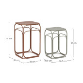 Set 2 masute cafea otel maro verde salvie Clarity 30.5x30.5x51h; 36x36x61h