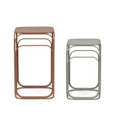 Set 2 masute cafea otel maro verde salvie Clarity 30.5x30.5x51h; 36x36x61h