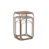 Set 2 masute cafea otel maro verde salvie Clarity 30.5x30.5x51h; 36x36x61h