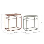 Set 2 masute cafea otel maro verde salvie Clarity 51x30.5x55h; 56x36x59.5h