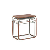 Set 2 masute cafea otel maro verde salvie Clarity 51x30.5x55h; 56x36x59.5h