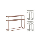 Set  consola, 2 masute cafea otel maro verde salvie Clarity 30x30x50h; 30x30x50h; 105x32x77h