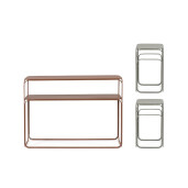 Set  consola, 2 masute cafea otel maro verde salvie Clarity 30x30x50h; 30x30x50h; 105x32x77h