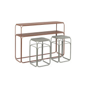 Set  consola, 2 masute cafea otel maro verde salvie Clarity 30x30x50h; 30x30x50h; 105x32x77h