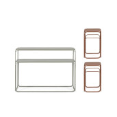 Set  consola, 2 masute cafea otel maro verde salvie Clarity 2 x 30x30x50h; 105x32x77h