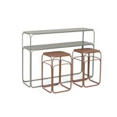 Set  consola, 2 masute cafea otel maro verde salvie Clarity 2 x 30x30x50h; 105x32x77h