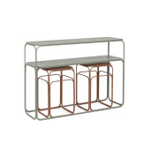 Set  consola, 2 masute cafea otel maro verde salvie Clarity 2 x 30x30x50h; 105x32x77h