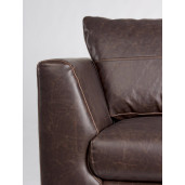 Canapea 2 locuri cu tapiterie piele ecologica maro si picioare lemn natur Johnston 155 cm x 90 cm x 82 h x 45 h1 x 65 h2 x 65 h3  