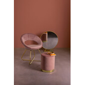 Taburet catifea roz cu baza metal aurie Lucilla Ø 35 cm x 40 h