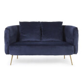 Canapea catifea albastra otel auriu Tenbury 144x77x79.5 cm