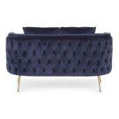 Canapea catifea albastra otel auriu Tenbury 144x77x79.5 cm