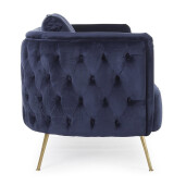 Canapea catifea albastra otel auriu Tenbury 144x77x79.5 cm