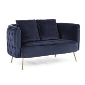 Canapea catifea albastra otel auriu Tenbury 144x77x79.5 cm