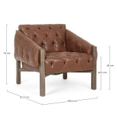 Fotoliu lemn piele ecologica maro Harrison 83.5x81.5x76 cm