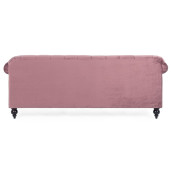 Canapea 3 locuri picioare lemn negru tapitata cu catifea roz pudrat Blossom 193 cm x 82 cm x 78 h x 44 h1 x 69 h2