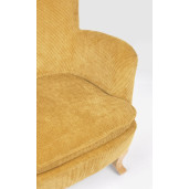 Fotoliu cu tapiterie din textil galben si picioare lemn natur Chenille 71.5 cm x 72.5 cm x 79 h