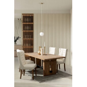 Set 2 scaune lemn maro textil natur Columbia 51x63x104 cm
