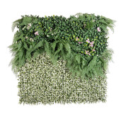 Panou plante artificiale verzi albe 100x100 cm