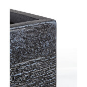 Set 3 ghivece flori fibra sticla neagra Graffiti 26x26x60h/ 33x33x70h/ 40x40x77h