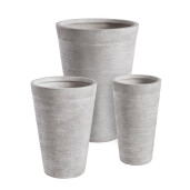 Set 3 ghivece flori fibra sticla alba Graffiti Ø30x50.5h/ ø40x56.5h/ ø49.5x69.5h