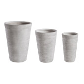 Set 3 ghivece flori fibra sticla alba Graffiti Ø30x50.5h/ ø40x56.5h/ ø49.5x69.5h