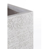 Set 3 ghivece flori fibra sticla alba Graffiti 26x26x60h/ 33x33x70h/ 40x40x77h