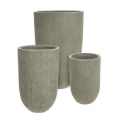 Set 3 ghivece flori fibra sticla verde Brush Ø30x45h; ø37x60h; ø44x70h