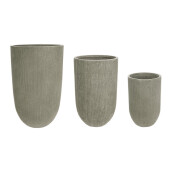 Set 3 ghivece flori fibra sticla verde Brush Ø30x45h; ø37x60h; ø44x70h