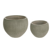 Set 2 ghivece flori fibra sticla verde Brush Ø39,5x30h; ø51x39h