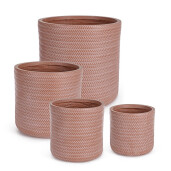 Set 4 ghivece flori fibra sticla caramizie Tressage Ø24x24h; ø30x30h; ø36x36h; ø43x43h