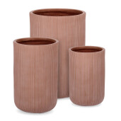 Set 3 ghivece flori fibra sticla caramizie Tressage Ø24,5x36,5h; ø30,5x47,5h; ø37,5x55,5h