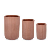 Set 3 ghivece flori fibra sticla caramizie Tressage Ø24,5x36,5h; ø30,5x47,5h; ø37,5x55,5h