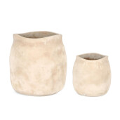 Set 2 ghivece flori teracota maro Minh Ø33x32h; ø47x49h