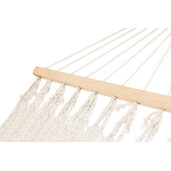 Hamac bumbac poliester alb lemn natur Milor 200x100 cm